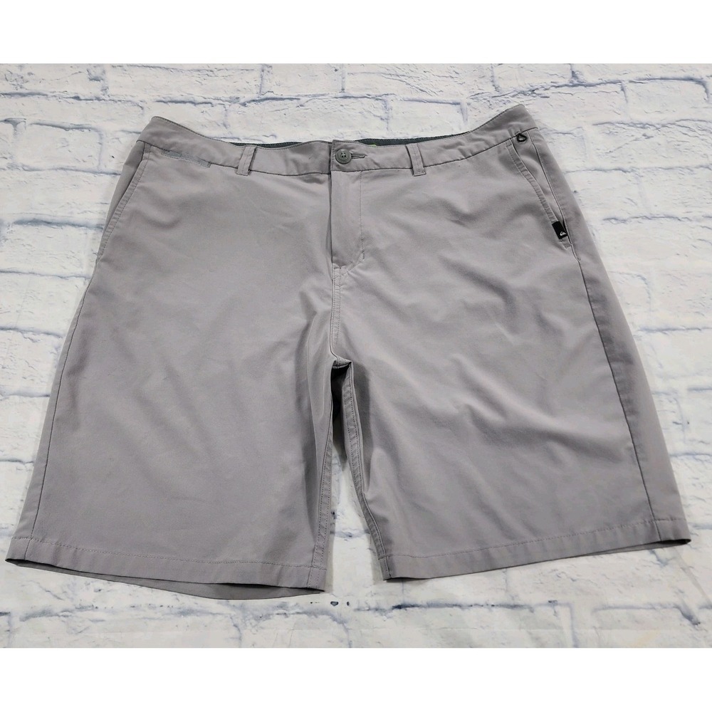 Quiksilver Amphibian Shorts MENS SZ 38 Gray Board Swim Surf 4 Way Stretch Beach
